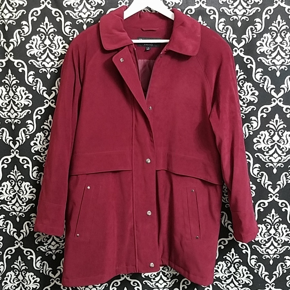 WOMENS FORECASTER BOSTON MAROON HEAVY WINTER COAT RETRO Y2K BOLD WARM